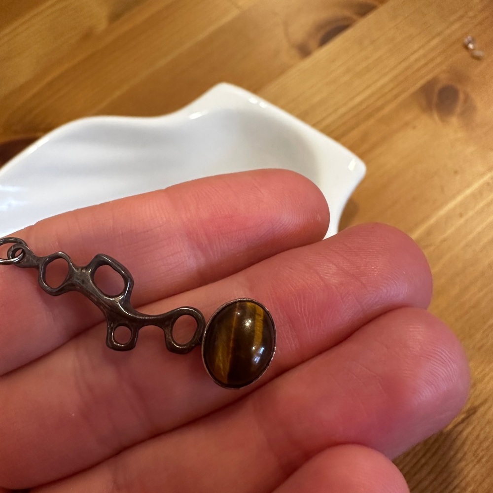 Tiger Eye Gemstone Silver Pendant